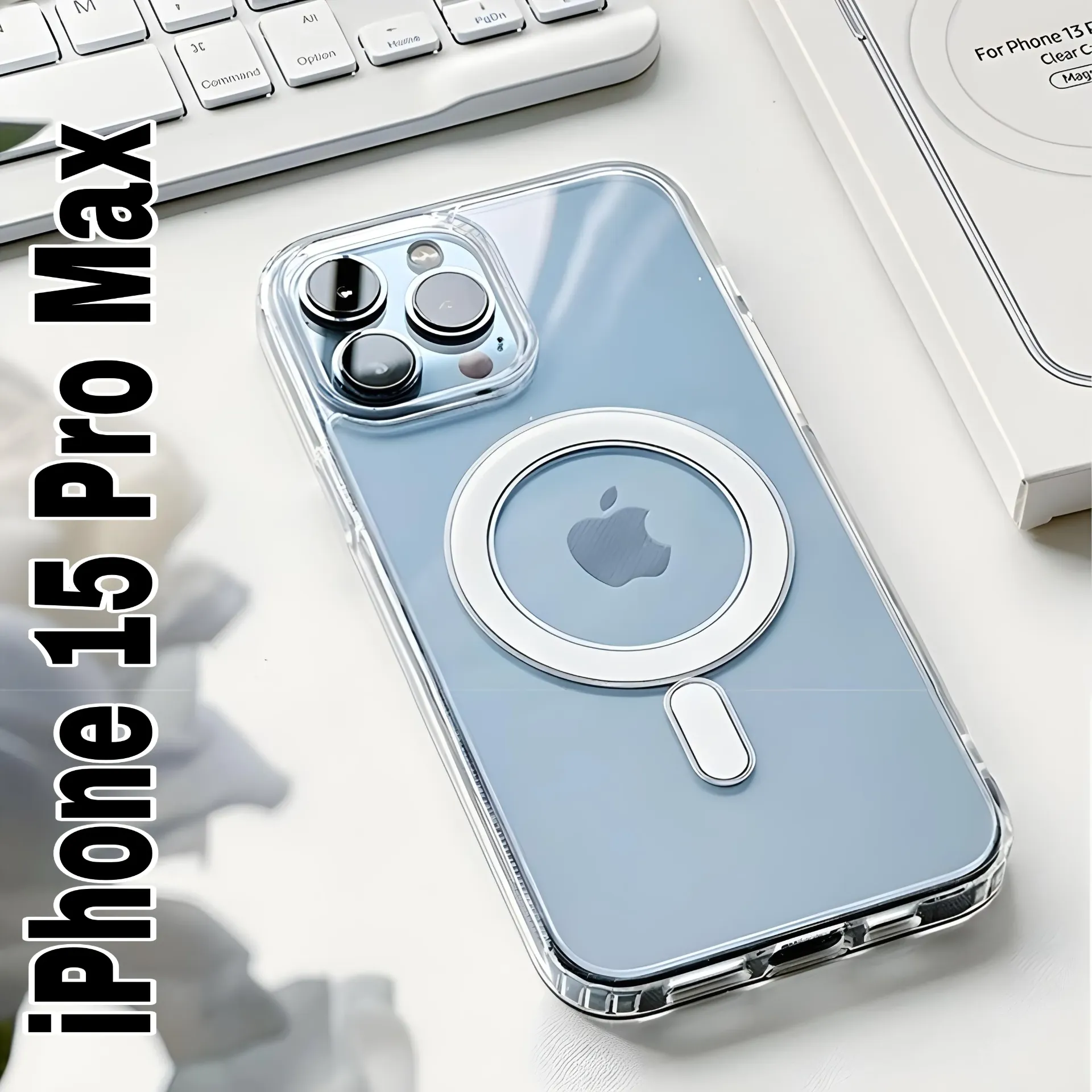 🔰 MagSafe Transparent Back Cover for iPhone 15 Pro Max – Clear Case with Wireless Charging Support