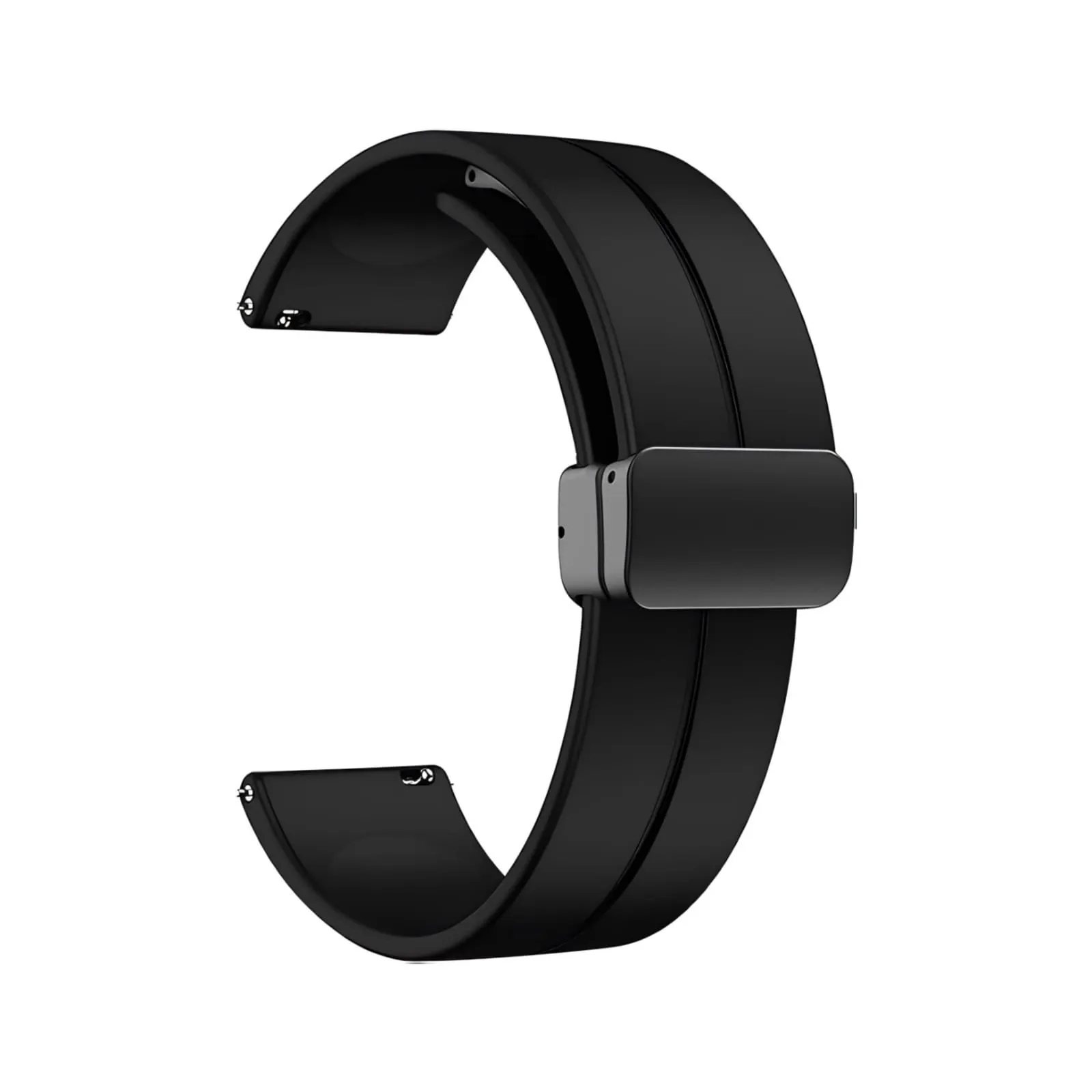 New Edition 22mm Magnetic Buckle Soft Silicone Sport Strap Band for Fossil Gen 5E/Gen 5 Carlyle/Gen 6 44mm & OnePlus Watch 46mm (Black)