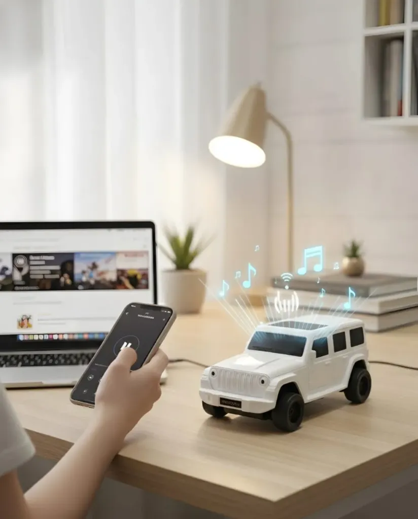 Bluetooth 8w Speaker Toy Car with Music Control | Wireless Mini Car Speaker | Portable Sound System for Kids & Desk Décor