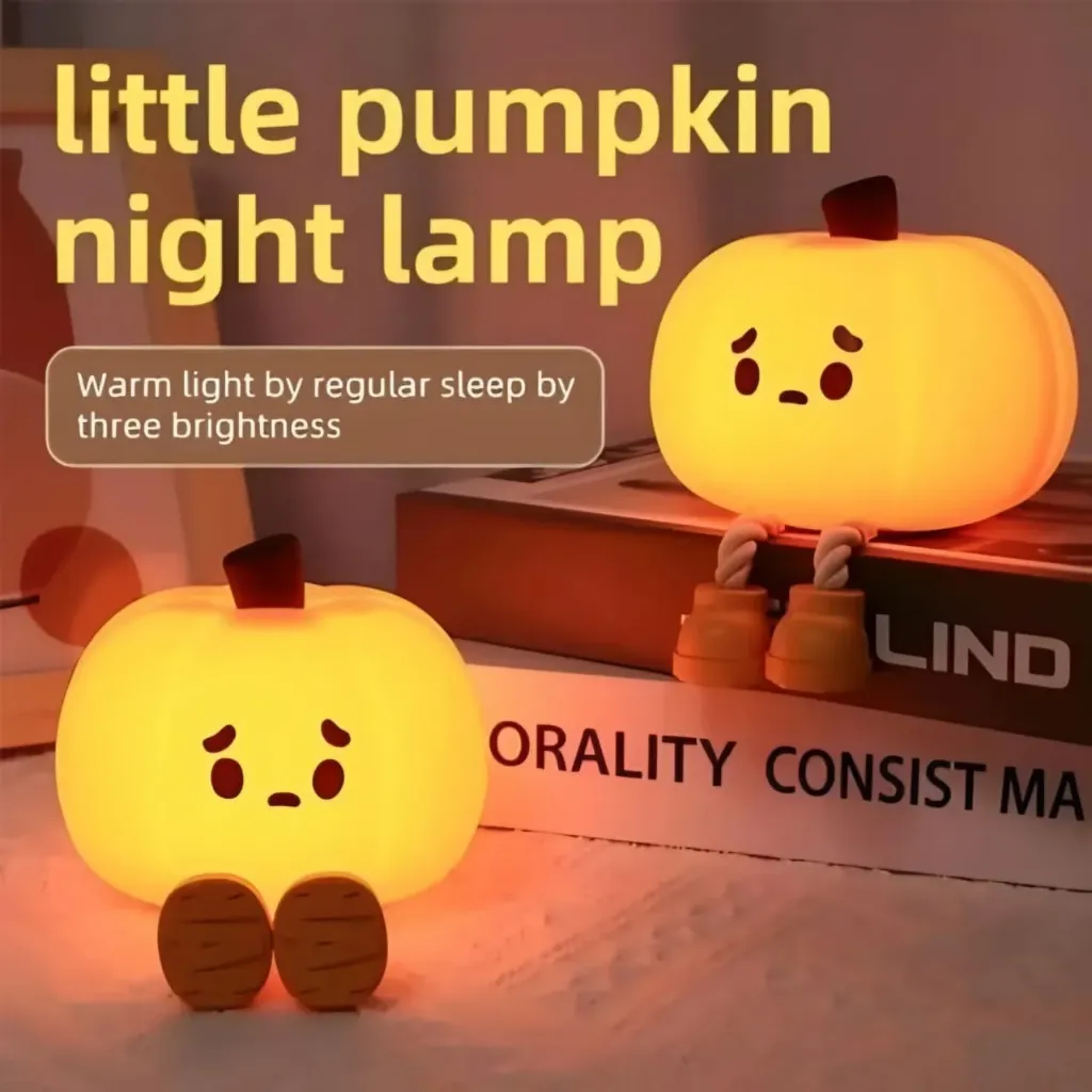 Cute Pumpkin LED Night Lamp | Warm Soft Light Decorative Table Lamp for Bedroom, Kids Room & Home Décor