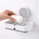 Wall Mounted Soap Holder with Drain Tray | Self Adhesive Soap Dish for Bathroom & Kitchen | Plastic Soap Stand | No Drilling Required