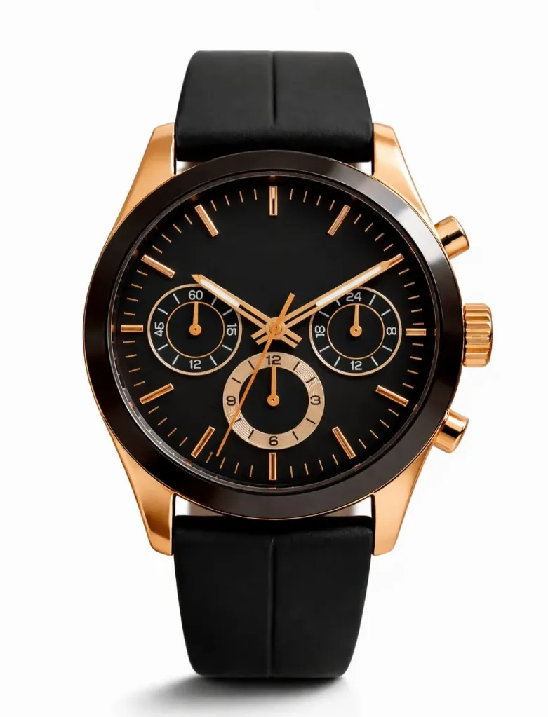 Luxury Gold & Black Chronograph Watch for Men – Gold Plated Case with Adjustable Magnetic Strap | Waterproof & Premium Wedding Wear Series