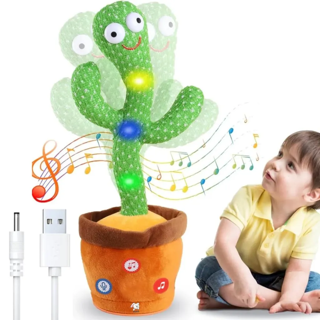 Rechargeable Toys Talking Cactus – Dancing, Singing, Recording, Repeats What You Say – Funny Educational Toy & Home Decor